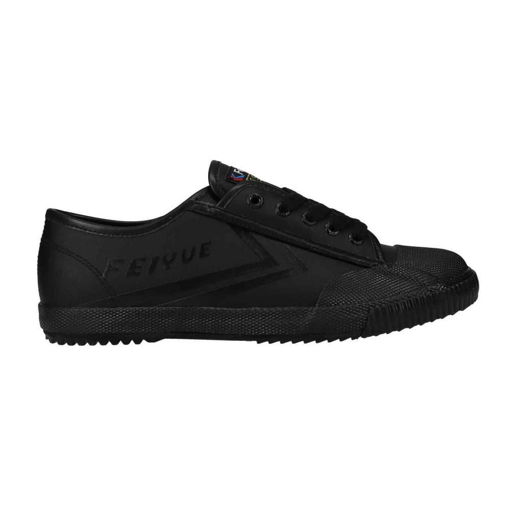 Feiyue Footwear Fe Lo 1920 Faux Leather Martial Arts/Gym/Lifing Shoes - Triple Black Tumbled - Skatewarehouse.co.uk