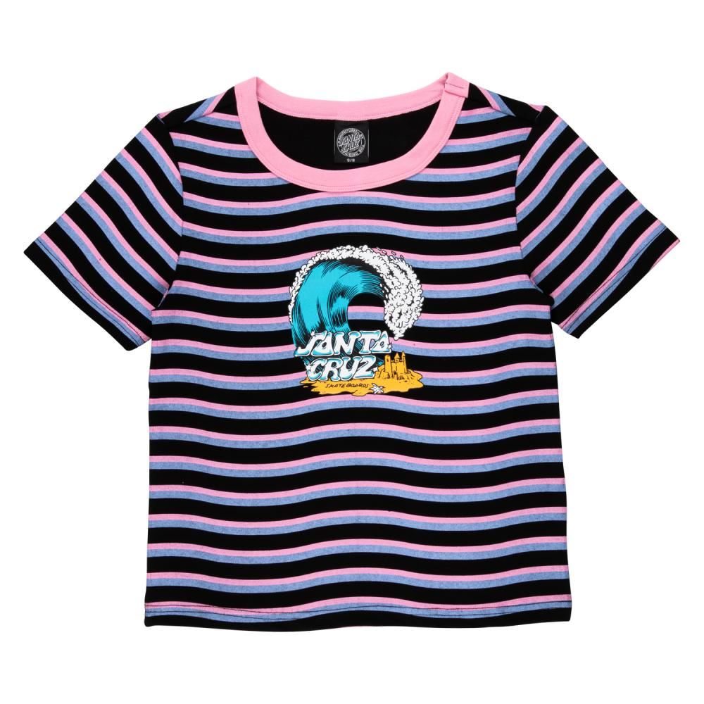 Santa Cruz Womens Custom Tee Onshore Front - Black Wave Stripe