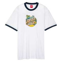 Santa Cruz Custom T-Shirt Aloha Dot Front Ringer - White