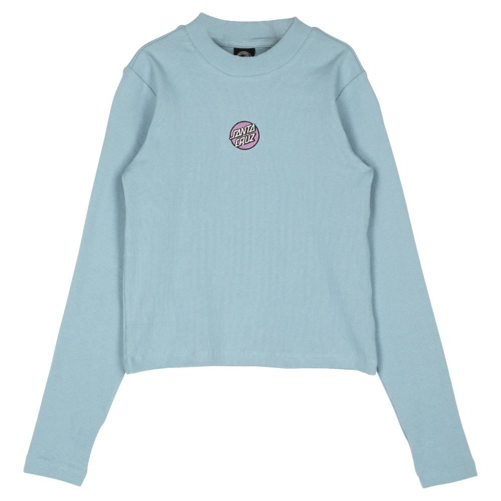 Santa Cruz Womens L/S T-Shirt Other Dot Em Mock Neck L/S Top - Sea Ice - Skatewarehouse.co.uk