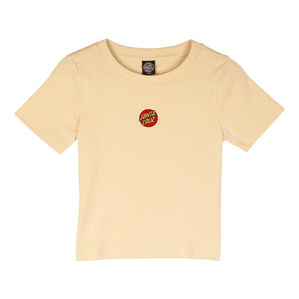 Santa Cruz Womens T-Shirt Classic Dot Emb T-Shirt - Cream - Skatewarehouse.co.uk