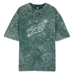 Santa Cruz Womens T-Shirt Ornate Dot Front Oversized - Emerald Acid Wash