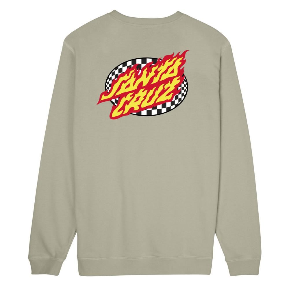 Santa Cruz Crew Oval Check Flame - Stone Grey