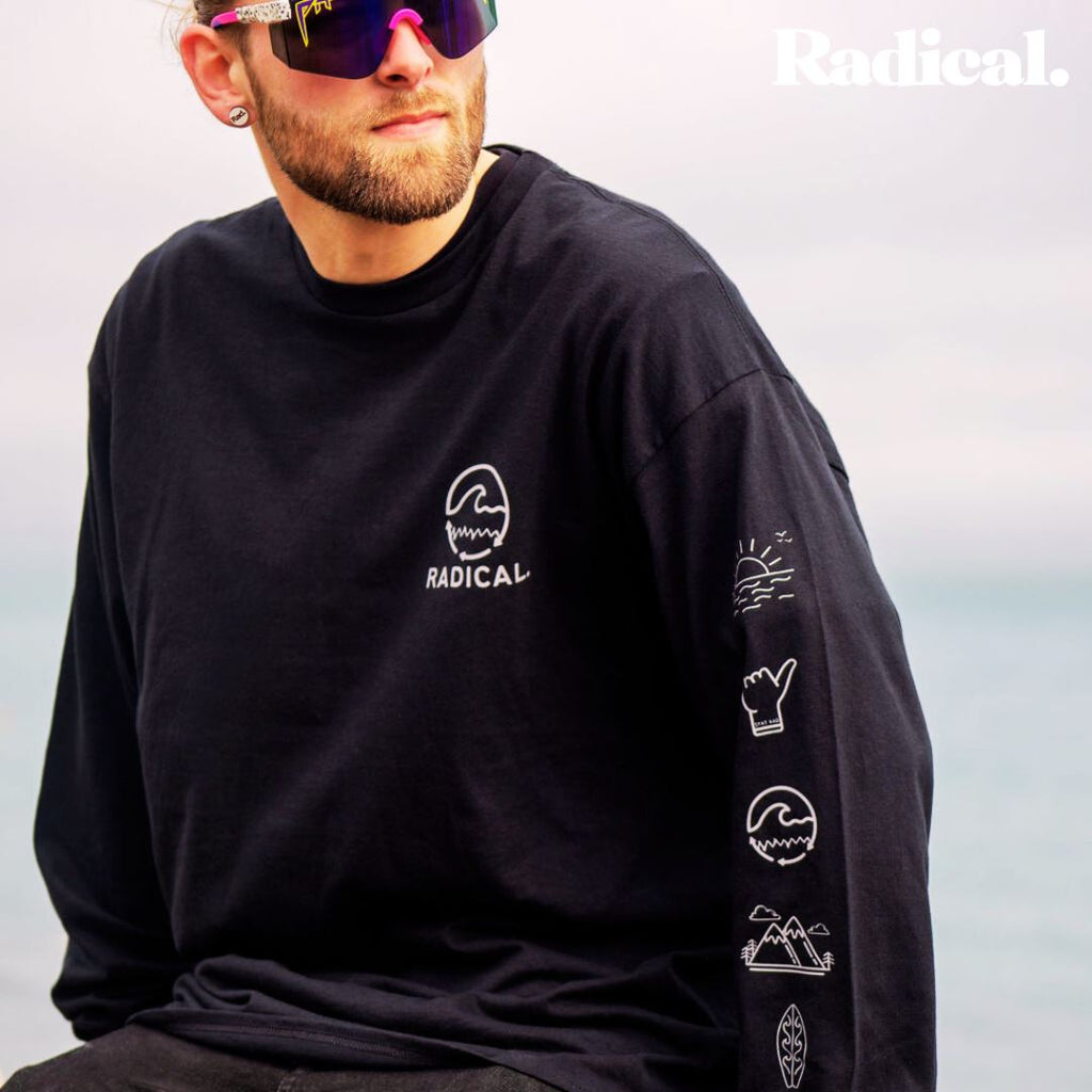 Radical. Wave 2.0 unisex Long Sleeve T-shirt - Black