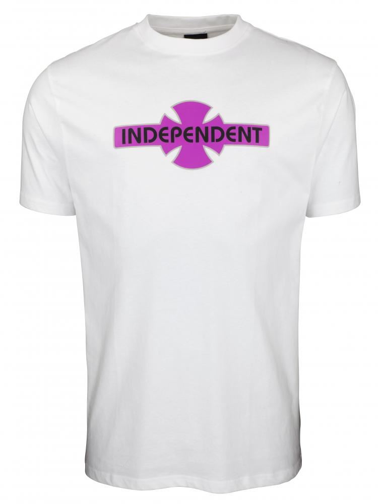 Independent T-Shirt O.G.B.C Streak T-Shirt - White / Purple - Skatewarehouse.co.uk