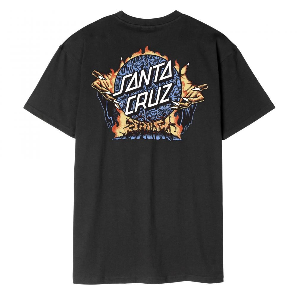 Santa Cruz T-Shirt Knox Firepit Dot - Black - Skatewarehouse.co.uk