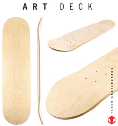 Venom Skateboards Blank Plain Art Deck Naturel Non Verni - 8.0"