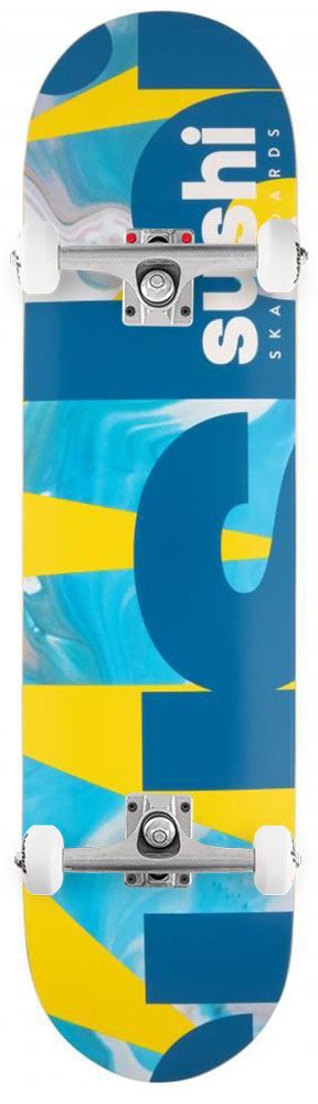 Sushi Spectrum Logo Yellow/Teal Custom Complete Skateboard - 8.0" - Skatewarehouse.co.uk