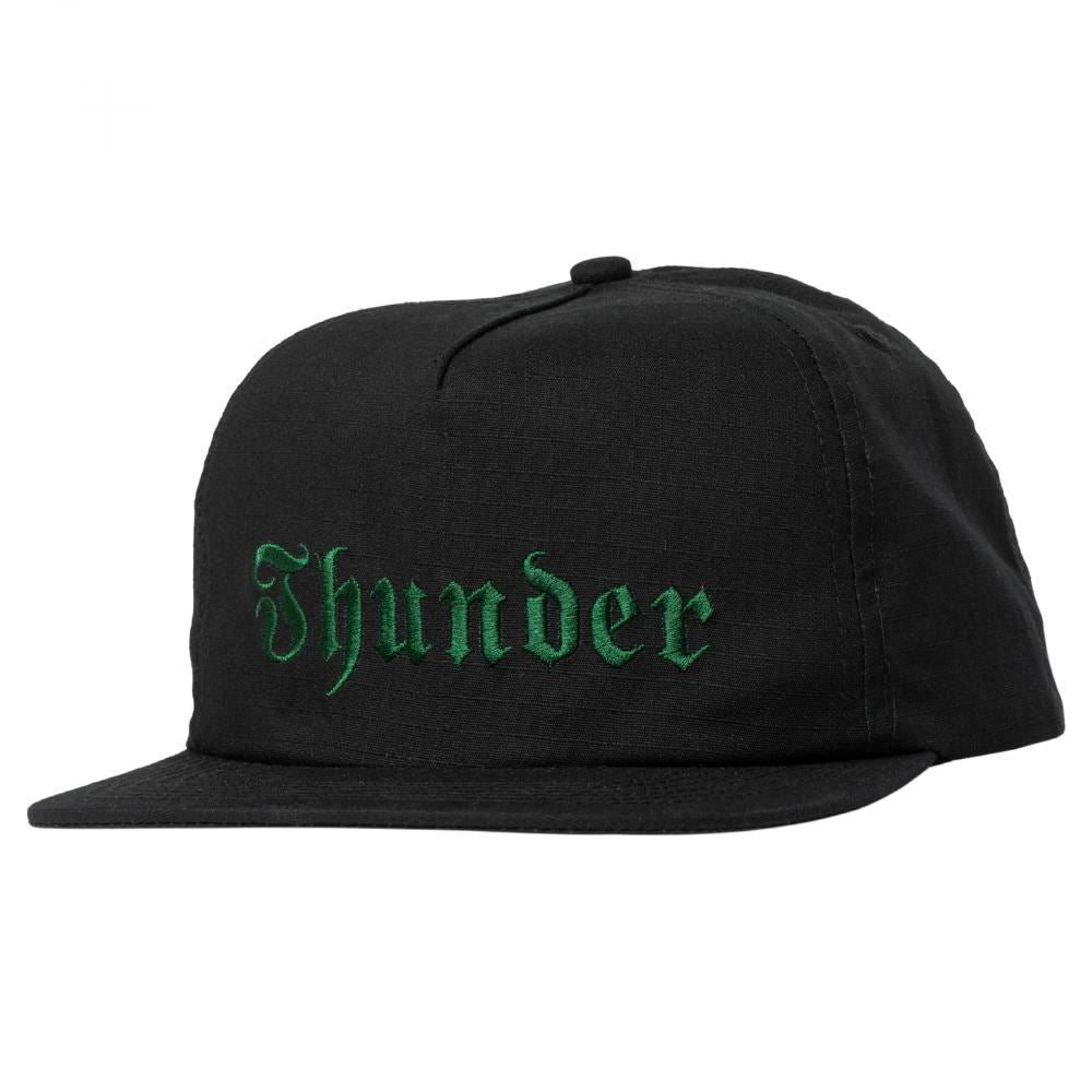 Thunder Snapback Script Black / Dark Green - O/S - Skatewarehouse.co.uk