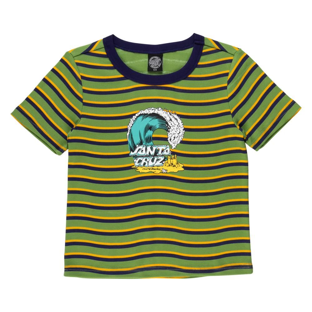 Santa Cruz Womens Custom Tee Onshore Front T-Shirt - Apple Wave Stripe