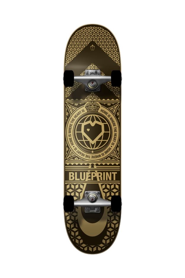 Blueprint Home Heart Complete Skateboard Black/Gold 8.125"