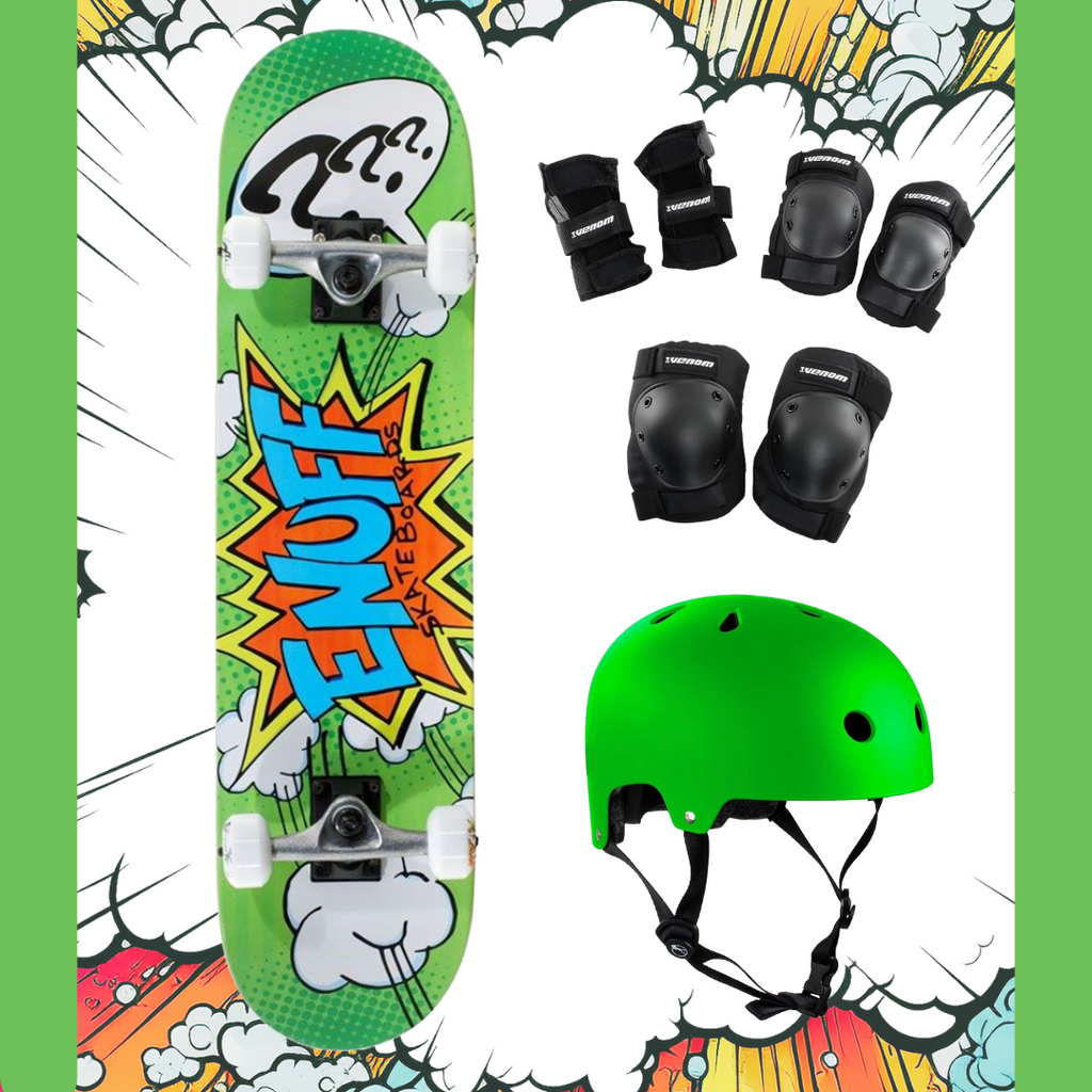 Enuff Pow Green Junior Complete Skateboard Bundle