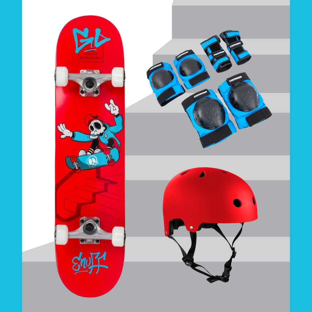 Enuff Skully Red Kids Junior Complete Skateboard Bundle