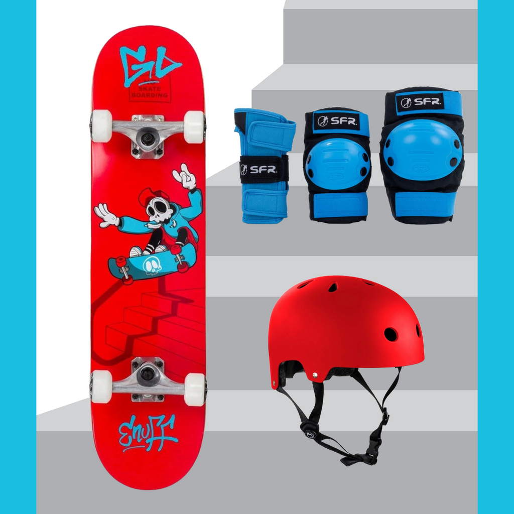 Enuff Skully Red Kids Junior Complete Skateboard Bundle 7.25