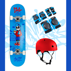 Enuff Skully Blue Kids Junior Complete Skateboard Bundle