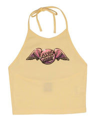 Santa Cruz Womens Top Winged Dot Halter Top - Custard