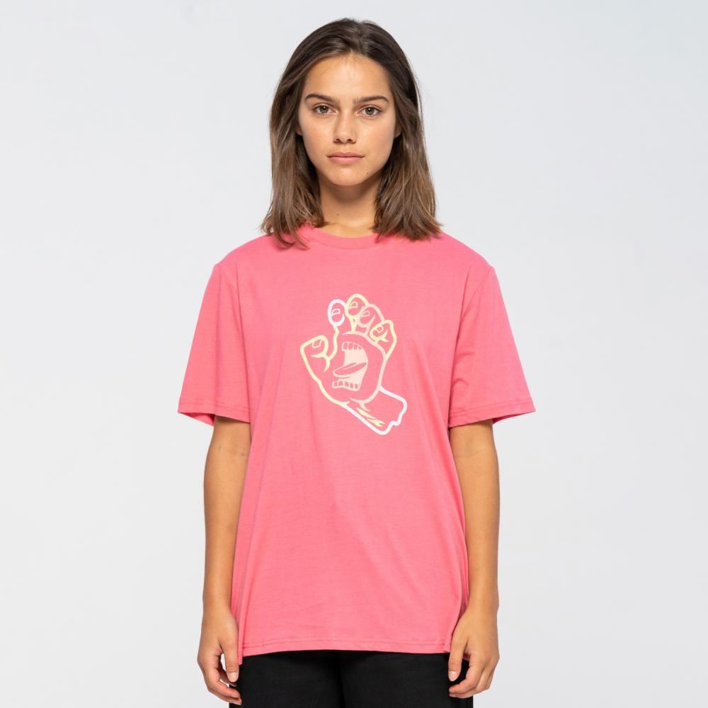 Santa Cruz Womens T-Shirt Hand In Colour T-Shirt - Pink Guava - Skatewarehouse.co.uk