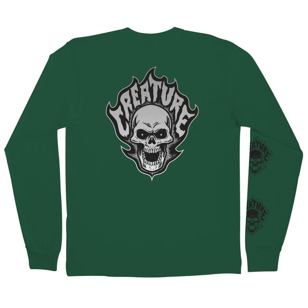 Creature L/S T-Shirt Bonehead Flame - Dark Green