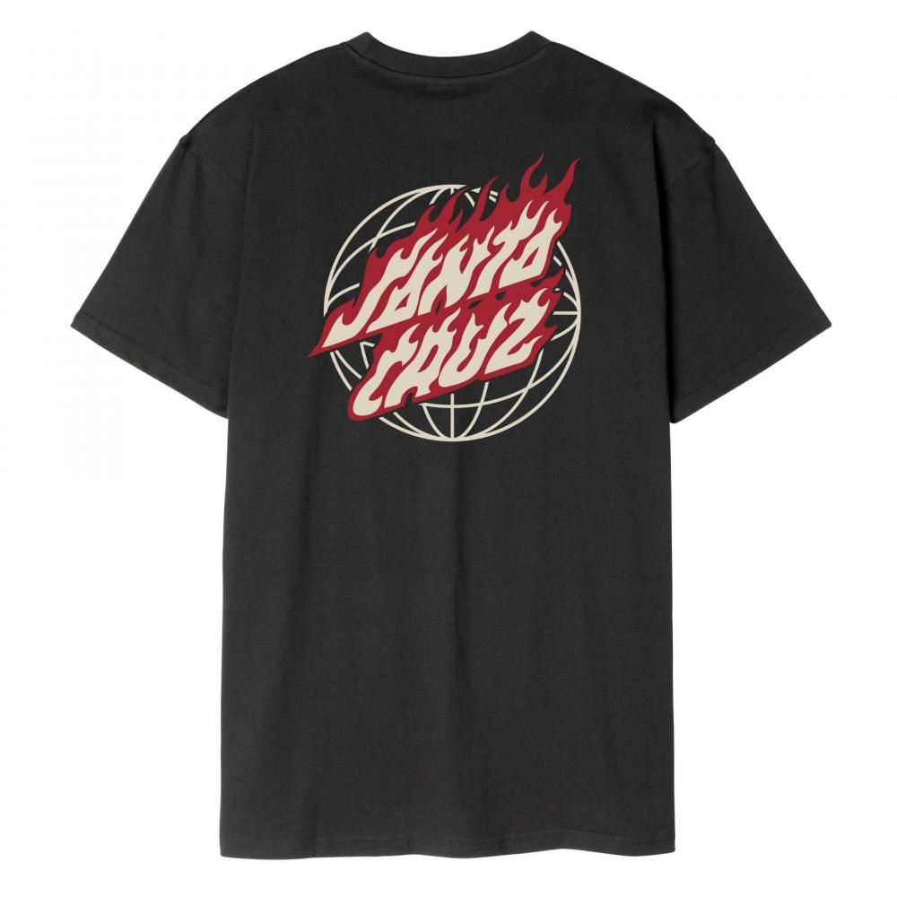 Santa Cruz T-Shirt Global Flame Dot - Black - Skatewarehouse.co.uk