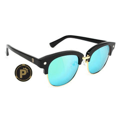 Glassy Carrie Polarized High Roller - Black/Blue Mirror