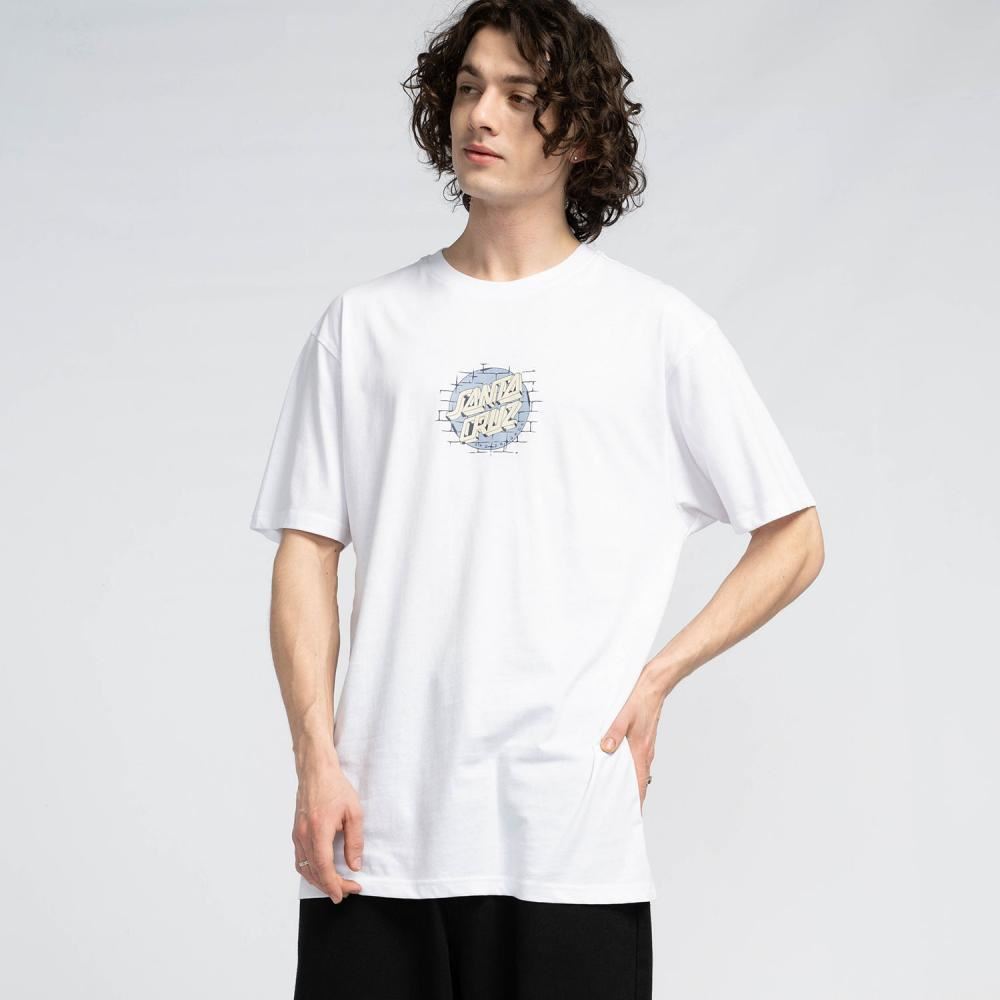 Santa Cruz T-Shirt Scrawl Brick Dot Front - White