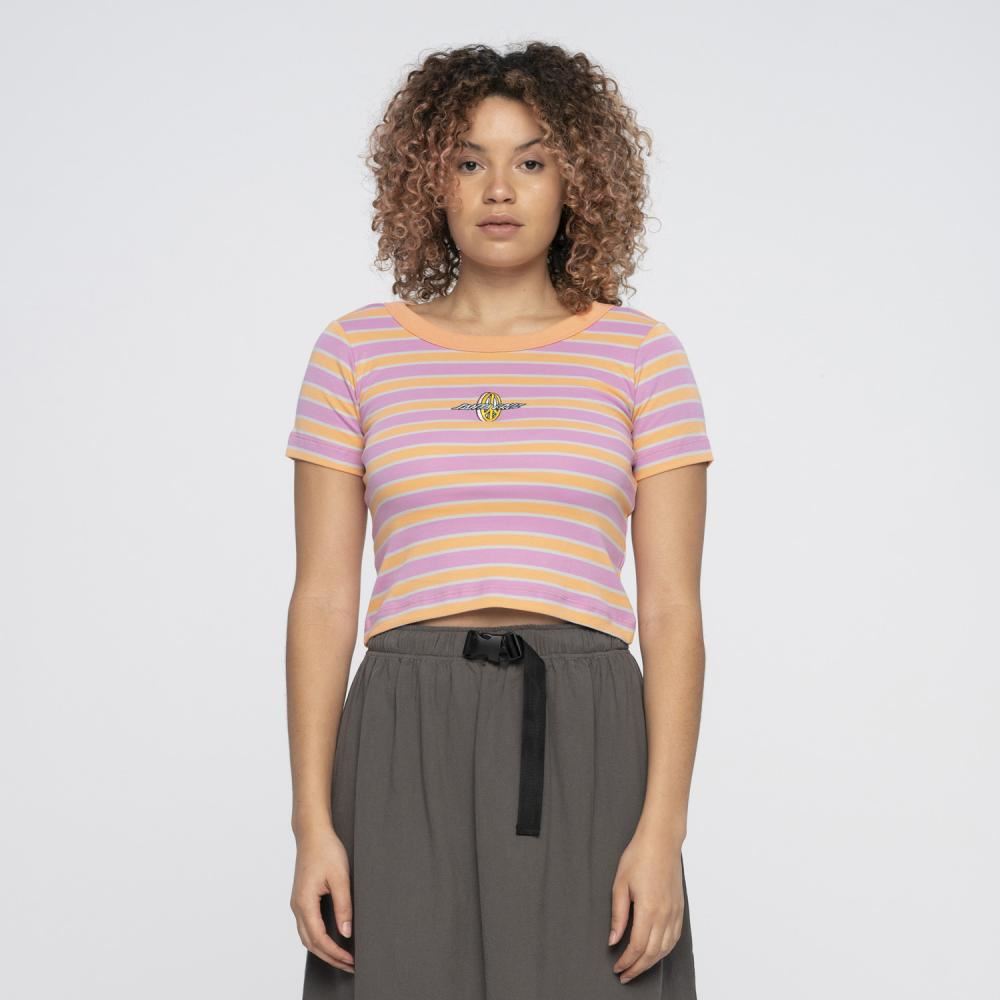 Santa Cruz Womens T-Shirt Peace Strip T-Shirt - Pink / Orange Stripe