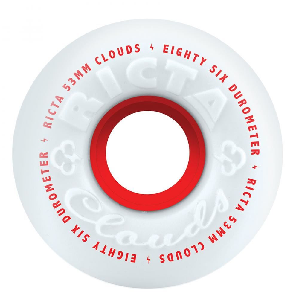 Ricta Skateboard Wheels Clouds 86a - White / Red - Skatewarehouse.co.uk