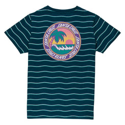 Santa Cruz Youth Custom Tee Youth Paradise Break T-Shirt - Tidal Teal Wave Stripe