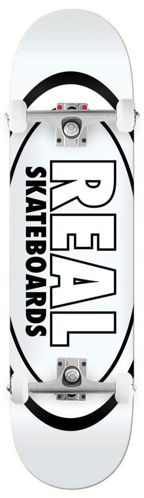 Real Team Classic Oval White Custom Complete Skateboard - 8.38" - Skatewarehouse.co.uk