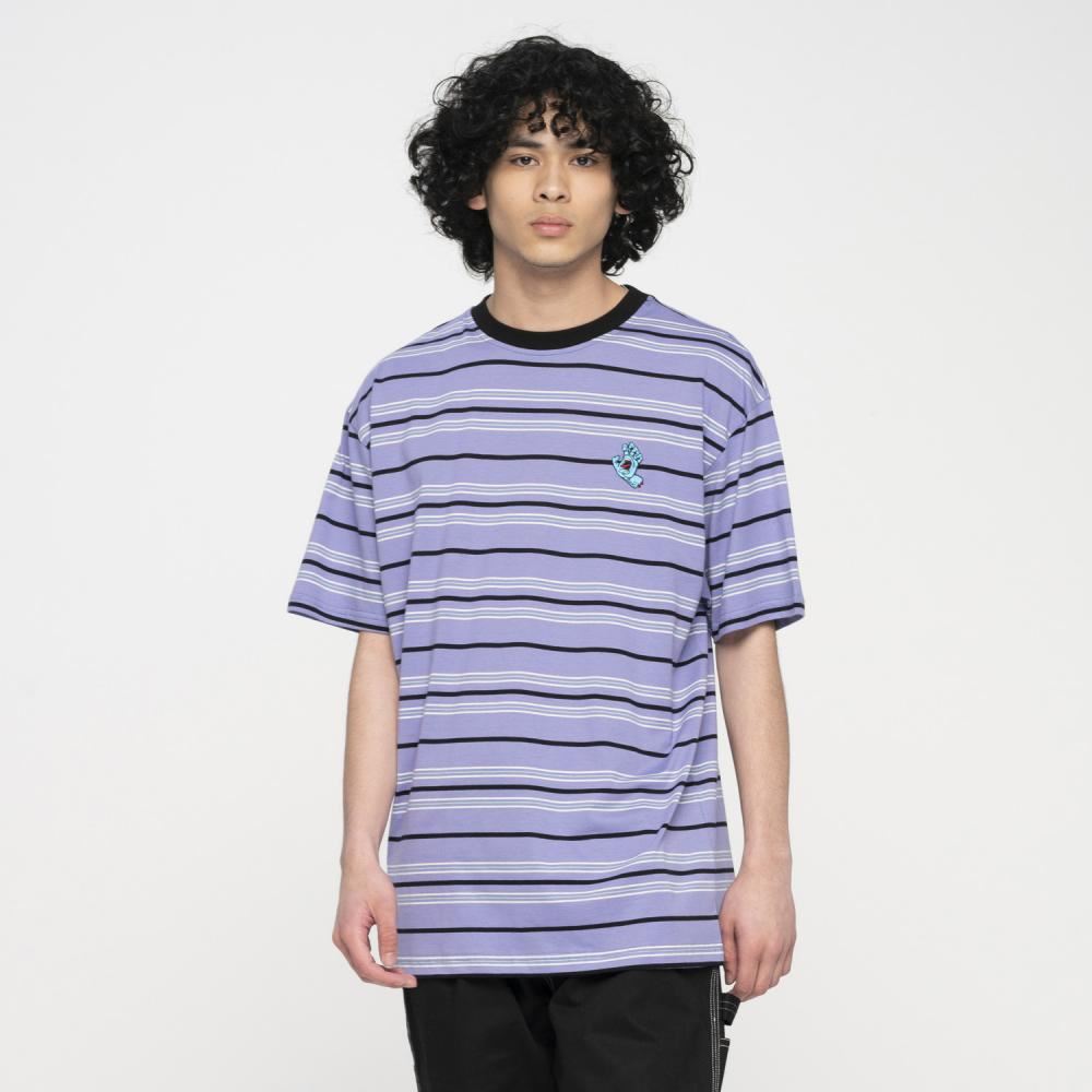 Santa Cruz Custom T-Shirt Mini Hand Stripe T-Shirt - Digital Lavender Stripe - Skatewarehouse.co.uk