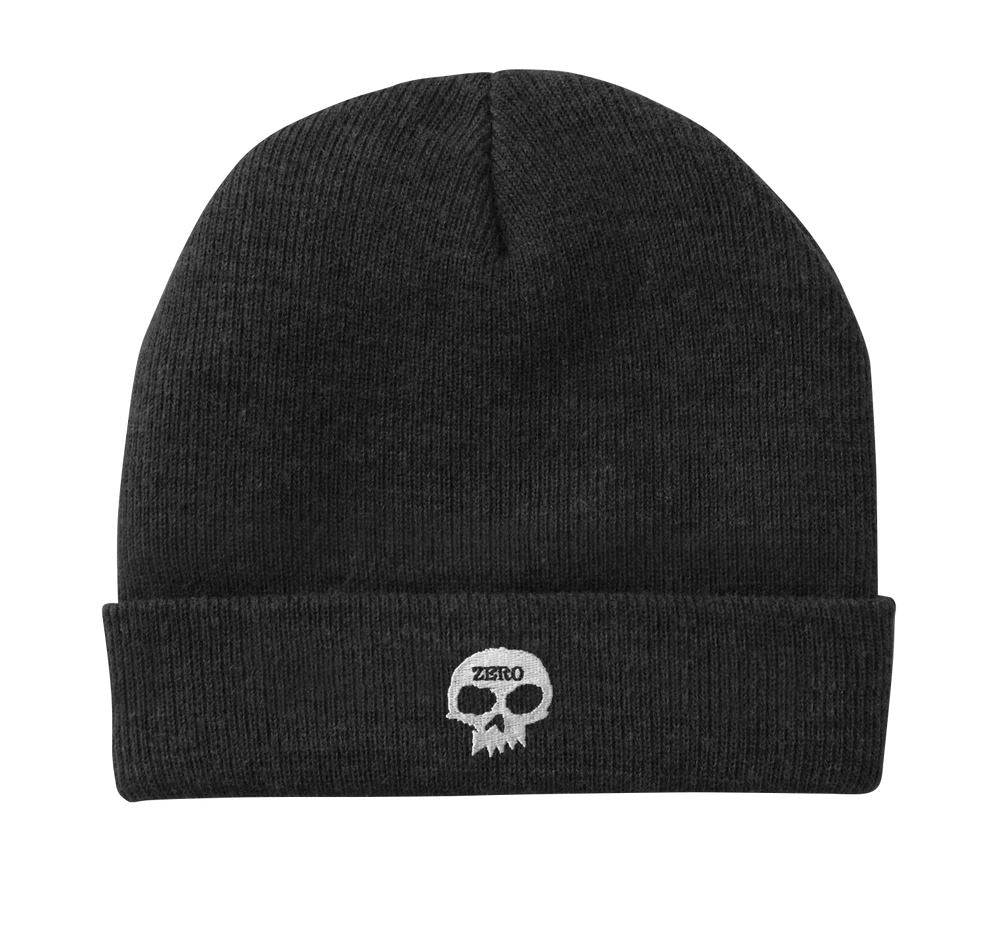 Zero Embroidered Single Skull Beanie Black