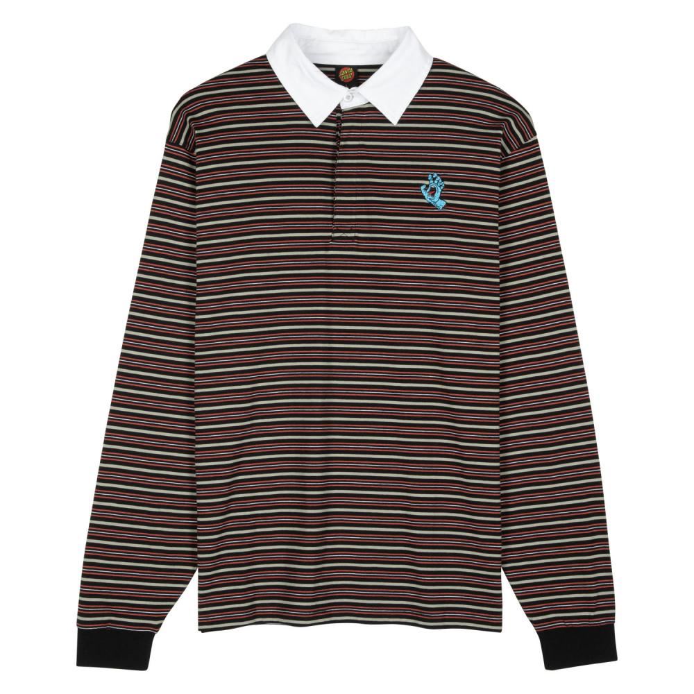 Santa Cruz L/S Polo Mini Hand Stripe - Black Stone Stripe