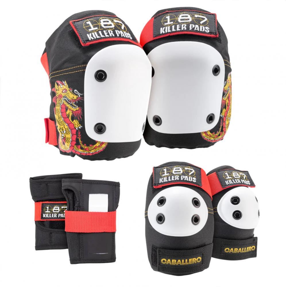 187 Killer Pads Jr. Six Pack Set Caballero - Black / Red / Gold