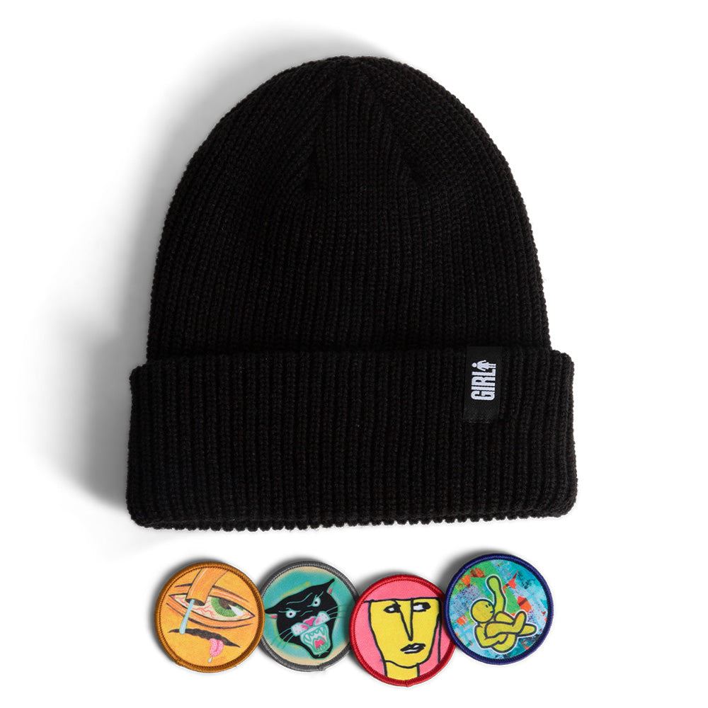 Girl x Modernica Legend Heads Patch Beanie Black