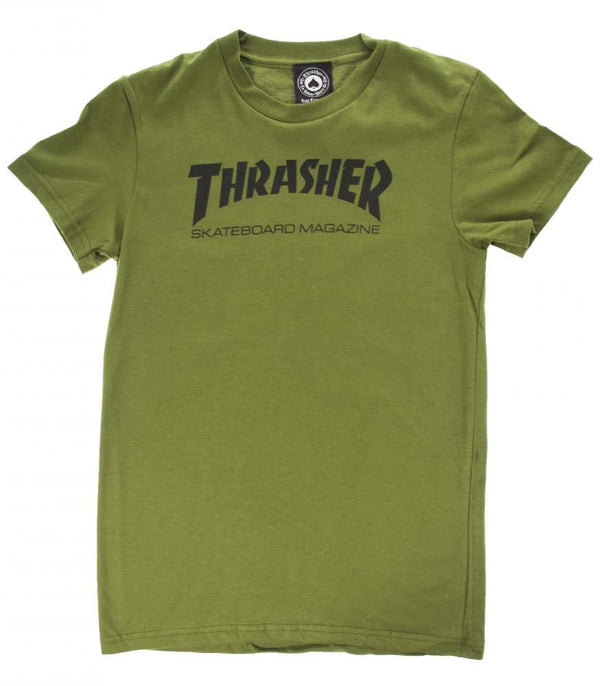 Thrasher Girls T Shirt Skate Mag Logo Olive Skatewarehouse