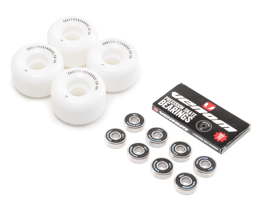 Skatewarehouse Conical Skateboard Wheels & Venom ABEC 11 Bearings Pack - Skatewarehouse.co.uk
