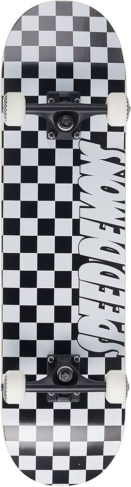 Speed Demons Checkers Soft Top Black/White Complete Skateboard - 7.25"