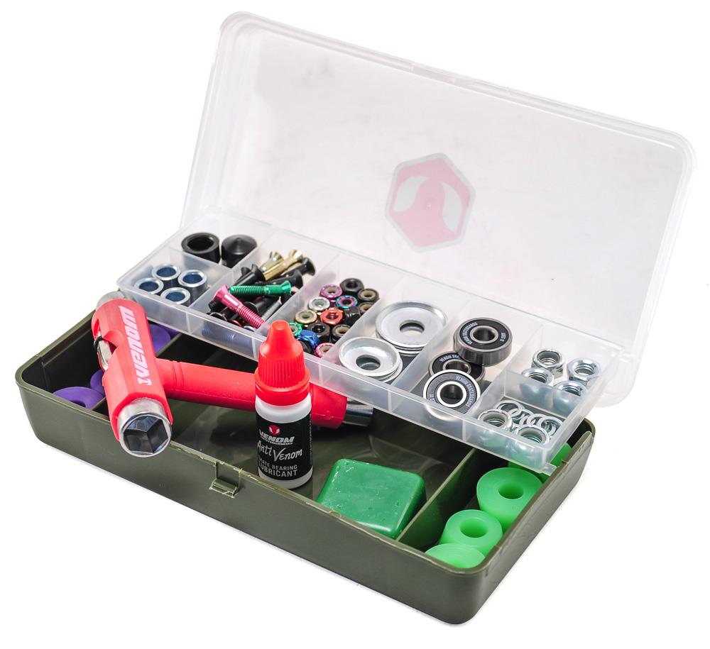 Venom Skateboards 50pc Premium XL Hardware Gift Pack inc Boîte à outils
