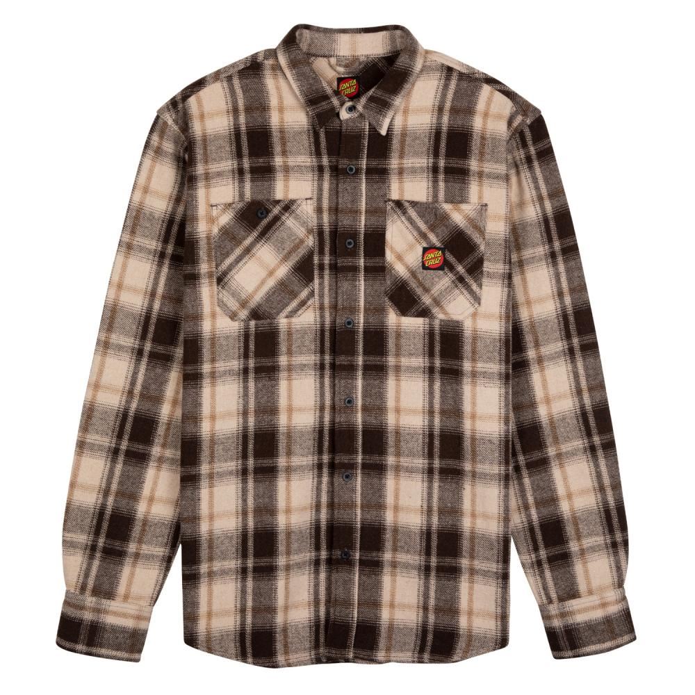 Santa Cruz Shirt Apex L/S Shirt - Brown Check - Skatewarehouse.co.uk