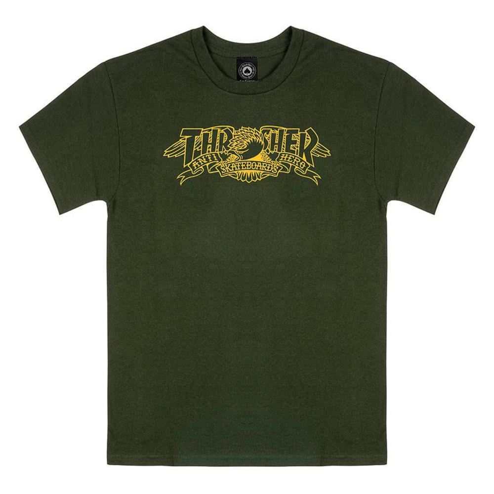 Thrasher X Antihero T-Shirt Mag Banner - Forest Green