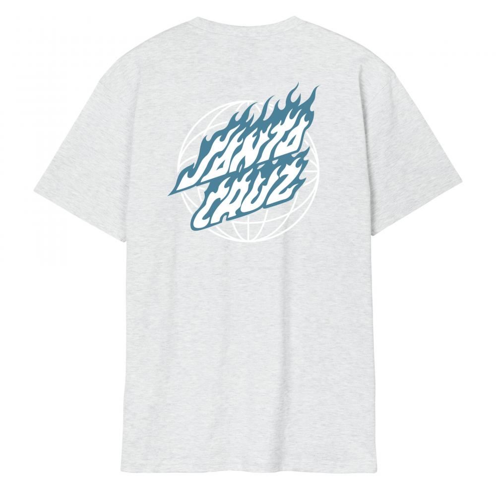 Santa Cruz T-Shirt Global Flame Dot - Athletic Heather - Skatewarehouse.co.uk