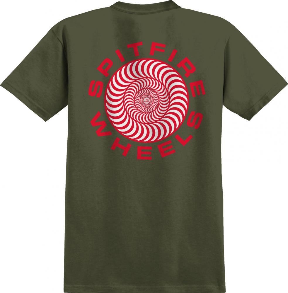 Spitfire T-Shirt Classic '87 Swirl Fill - Military Green / Red / White