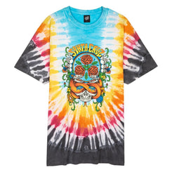 Santa Cruz T-Shirt Dressen Rose Crew Three Front - Black Rainbow