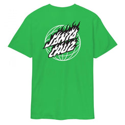 Santa Cruz T-Shirt Global Flame Dot - Sport Green - Skatewarehouse.co.uk