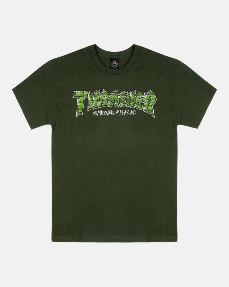 Thrasher T-Shirt Brick - Forest Green - Skatewarehouse.co.uk