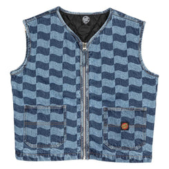 Santa Cruz Womens Jacket Classic Label Vest - Blue Wave Check