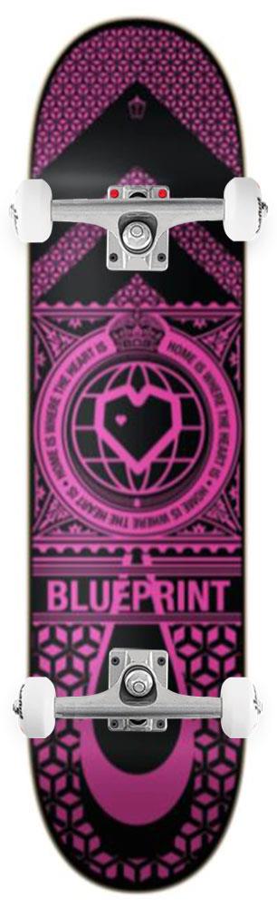 Blueprint Home Heart Black/Pink x Venom Skateboards Core Custom Complete Skateboard - 7.875