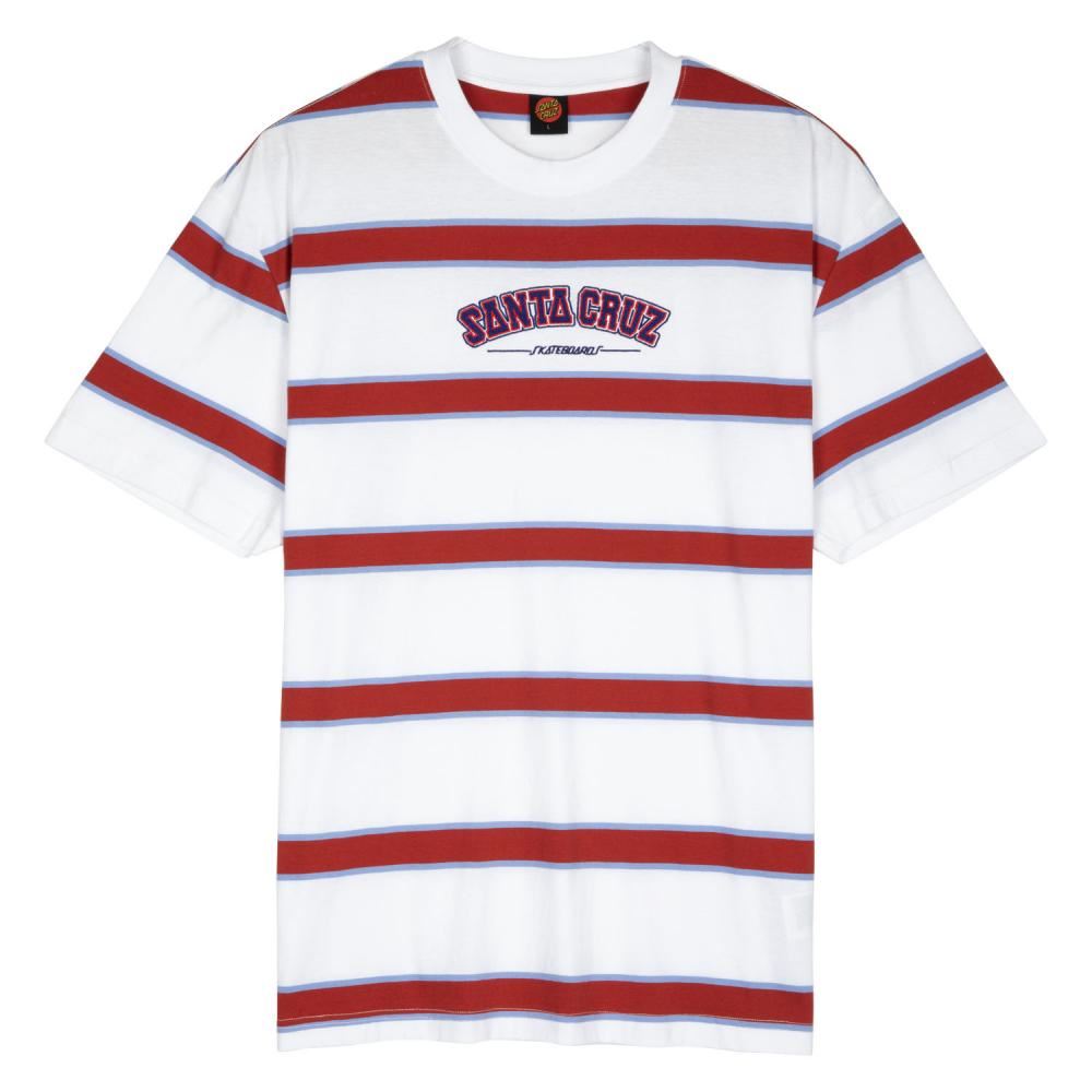 Santa Cruz T-Shirt Collegiate SC Stripe - White Stripe - Skatewarehouse.co.uk