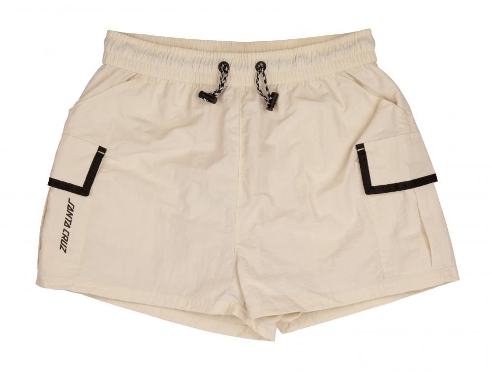 Santa Cruz Womens Shorts Strip Logo Shorts - Ecru - Skatewarehouse.co.uk