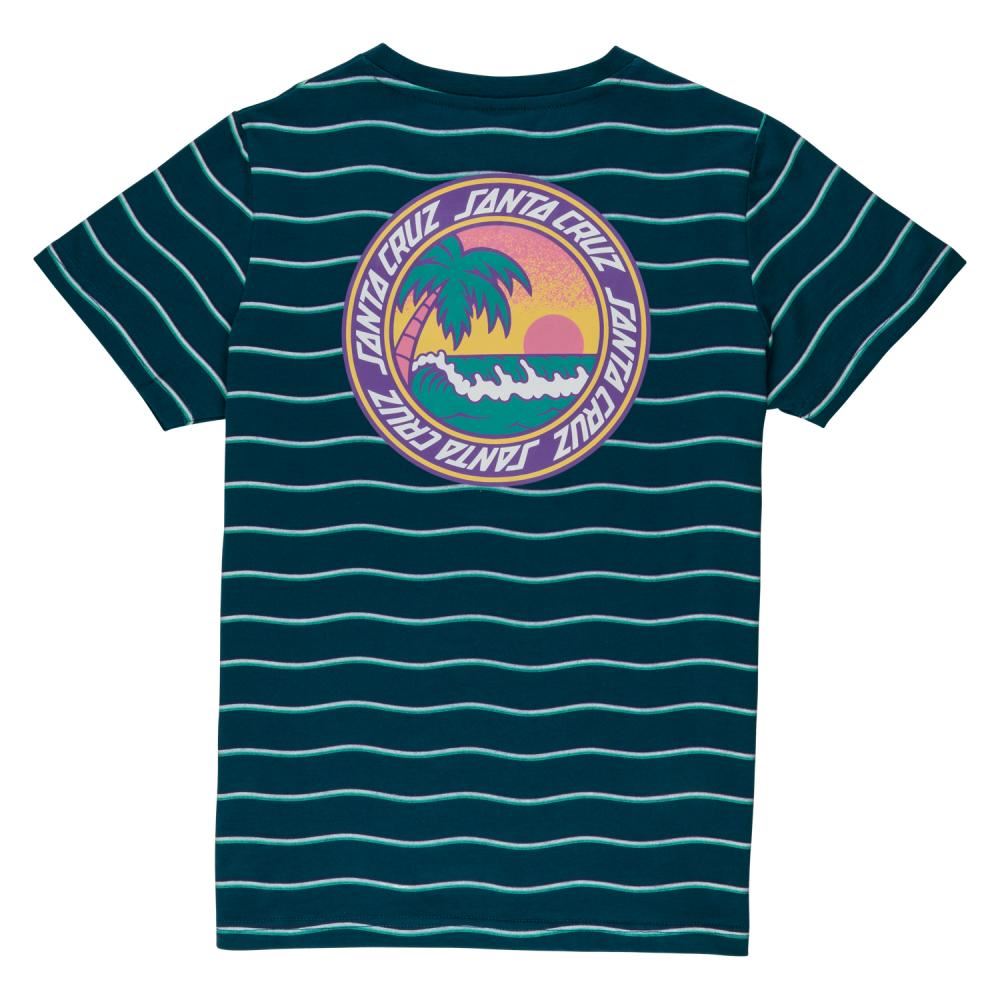 Santa Cruz Youth Custom Tee Youth Paradise Break - Tidal Teal Wave Stripe - Skatewarehouse.co.uk